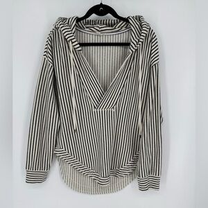 Anthropologie Pilcro Women's Black & White Striped Oversized Hoodie Size Medium